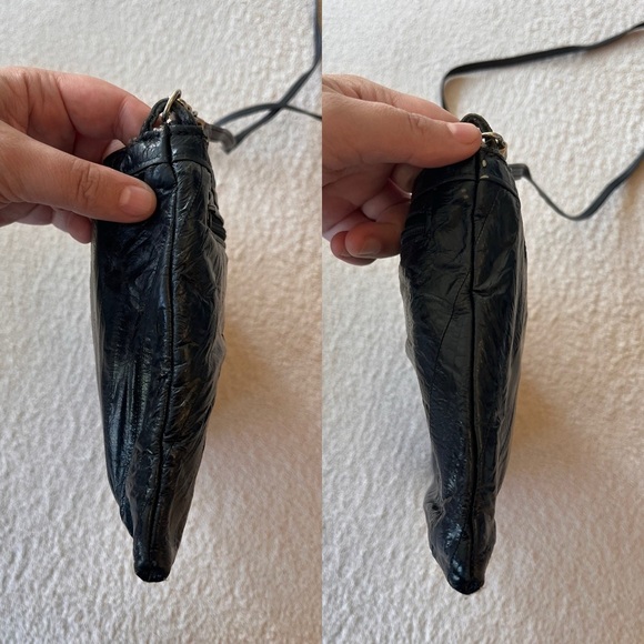 Vintage EL-ELEGANCE Black Glossy Shoulder Bag - Picture 8 of 16